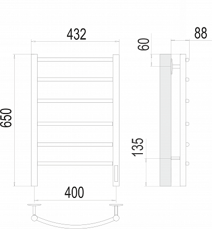 Классик П6 400х650 Электро Полотенцесушитель  TERMINUS Новошахтинск - фото 3