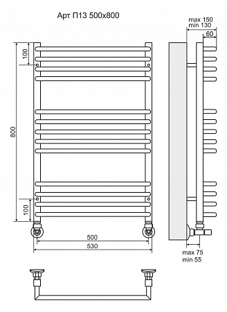 Арт П13 500х800 Полотенцесушитель  TERMINUS  Новошахтинск - фото 3
