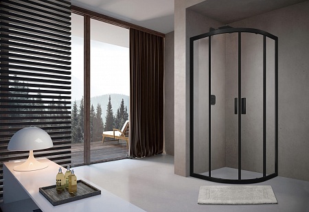 Душевой уголок слайдер Terminus Соренто 06 1000х1000х2000  четверть круга чёрный Новошахтинск - фото 2