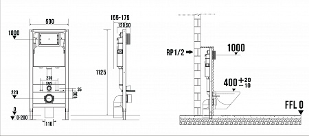 Сенсорная система инсталляции для подвесного унитаза 500х1125 (3 в 1) Terminus Новошахтинск - фото 9
