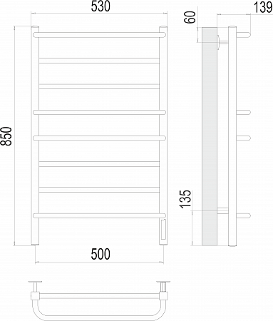 Евромикс квадро П8 500х850 Электро Полотенцесушитель  TERMINUS Новошахтинск - фото 3