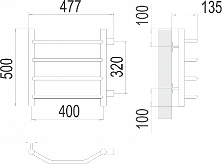 Виктория П4 400х500 бп320 Полотенцесушитель  TERMINUS Новошахтинск - фото 3