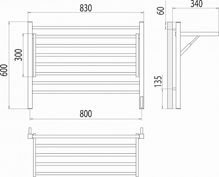 Горизонт П8 800х600 электро Полотенцесушитель TERMINUS Новошахтинск - фото 5