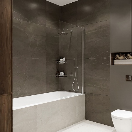 Шторка на ванну распашная Terminus Ното 02 1500х700 проф.хром Новошахтинск - фото 1