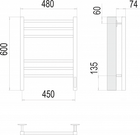 Ватикан П6 450х600 электро КС 9003 матовый Полотенцесушитель TERMINUS Новошахтинск - фото 3