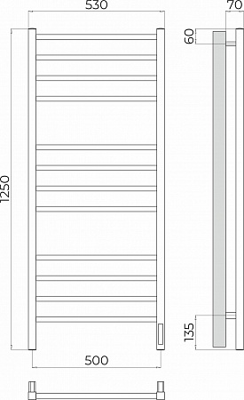 Ватикан П12 500х1250 Электро Полотенцесушитель TERMINUS Новошахтинск - фото 3
