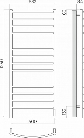 Классик П12 500х1250 Электро Полотенцесушитель TERMINUS Новошахтинск - фото 3