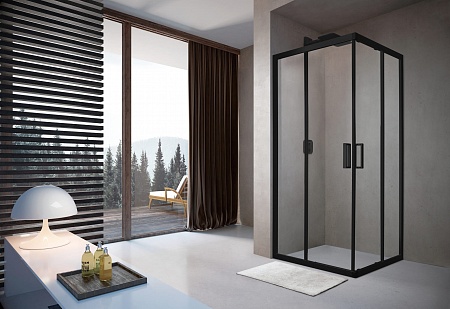 Душевой уголок слайдер Terminus Соренто 05 900х900х2000  квадрат чёрный Новошахтинск - фото 2