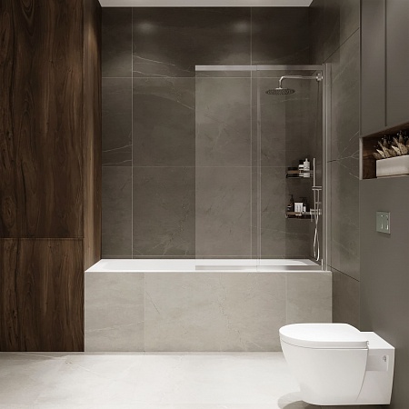 Шторка на ванну слайдер Terminus Ното 01 1500х900 проф.хром Новошахтинск - фото 4