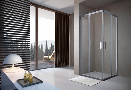 Душевой уголок слайдер Terminus Соренто 05 900х900х2000  квадрат хром Новошахтинск - фото 2