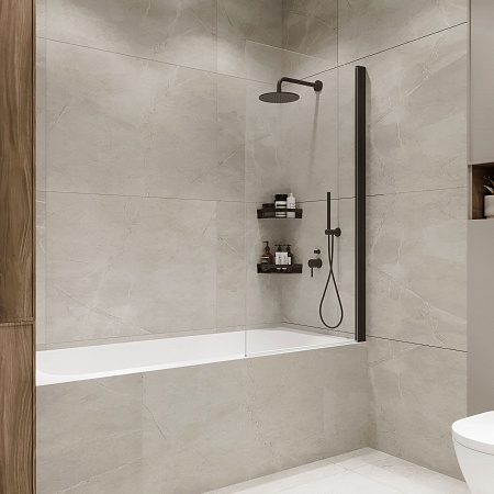 Шторка на ванну распашная Terminus Ното 02 1500х700 проф.черный Новошахтинск - фото 1