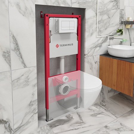 Система инсталляции для подвесного унитаза  500х1125 (4 в 1 с клавишей смыва) Terminus  Новошахтинск - фото 1