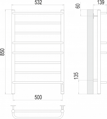 Евромикс П8 500х850 Электро Полотенцесушитель TERMINUS Новошахтинск - фото 3