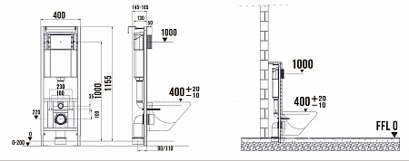 Система инсталляции для подвесного унитаза 400х1160 (4 в 1 с клавишей смыва) Terminus Новошахтинск - фото 7