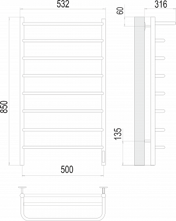 Полка П8 500х850 Электро Полотенцесушитель  TERMINUS Новошахтинск - фото 3