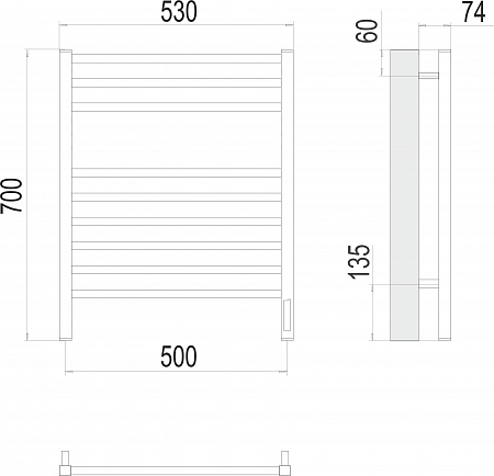 Ватикан П9 500х700 электро Полотенцесушитель TERMINUS) Новошахтинск - фото 3