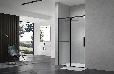 Душевая дверь в нишу слайдер Terminus Альба 01 1400х2200  чёрный Новошахтинск - фото 2