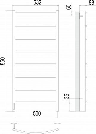 Классик П8 500х850 Электро слева Полотенцесушитель  TERMINUS Новошахтинск - фото 3