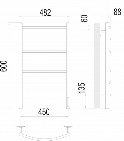 Классик П6 450х600 электро КС 9005 матовый Полотенцесушитель TERMINUS Новошахтинск - фото 3