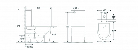Напольный унитаз-компакт безободковый Terminus Аврора 625х390 белый Новошахтинск - фото 2