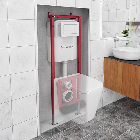 Система инсталляции для подвесного унитаза 400х1160 (4 в 1 с клавишей смыва) Terminus Новошахтинск - фото 1