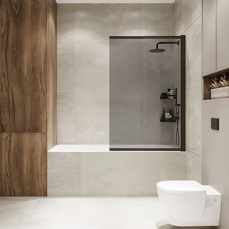 Шторка на ванну слайдер Terminus Ното 01 1500х900 проф.черный, тонированная Новошахтинск - фото 4