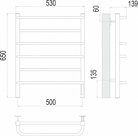 Евромикс квадро П6 500х650 Электро Полотенцесушитель  TERMINUS Новошахтинск - фото 3