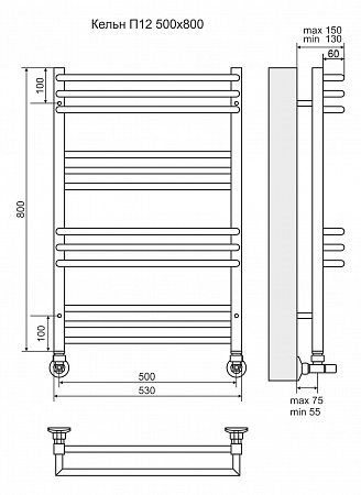 Кельн П12 500х800 Полотенцесушитель  TERMINUS Новошахтинск - фото 3