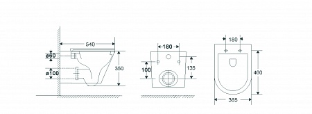 Подвесной унитаз безободковый Terminus Классик 540х365 белый Новошахтинск - фото 4