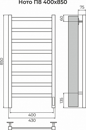 Ното П8 400х850 Электро Полотенцесушитель TERMINUS Новошахтинск - фото 3