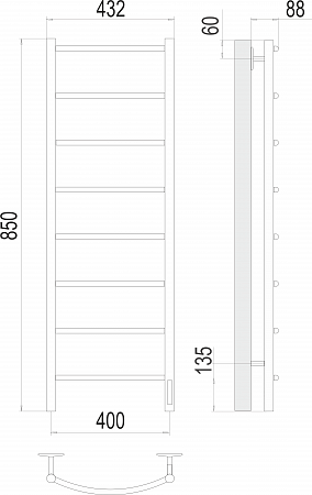 Классик П8 400х850 Электро Полотенцесушитель  TERMINUS Новошахтинск - фото 3