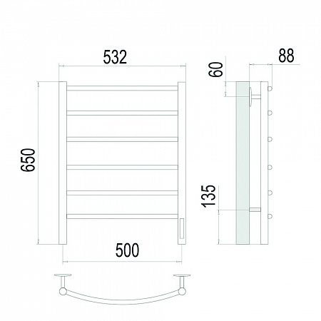 Классик П6 500х650 Электро Полотенцесушитель TERMINUS Сатин Новошахтинск - фото 4