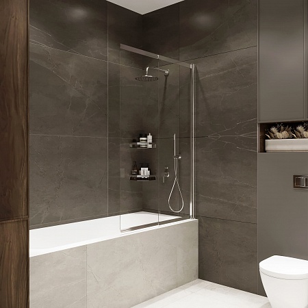 Шторка на ванну слайдер Terminus Ното 01 1500х900 проф.хром Новошахтинск - фото 1