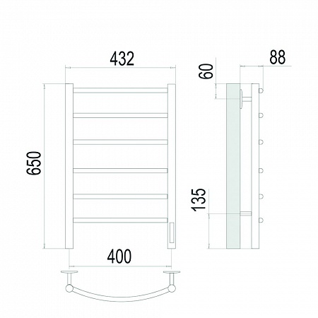Классик П6 400х650 Электро Полотенцесушитель TERMINUS Сатин Новошахтинск - фото 4
