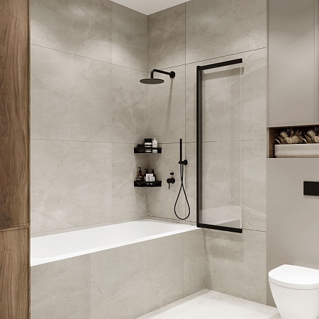 Шторка на ванну слайдер Terminus Ното 01 1500х900 проф.черный Новошахтинск - фото 3