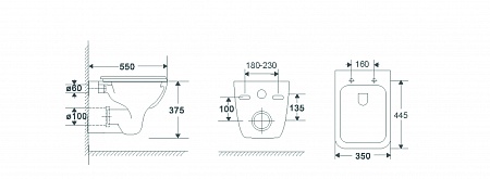 Подвесной унитаз Terminus Ното 550х350 белый Новошахтинск - фото 4