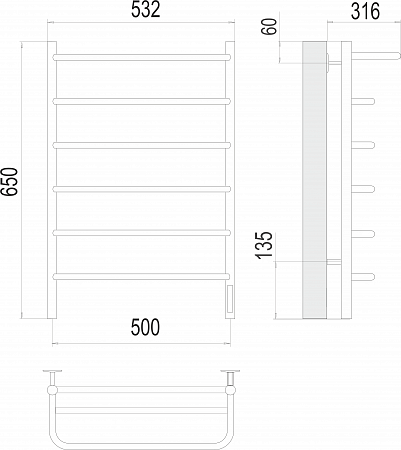 Полка П6 500х650 Электро Полотенцесушитель  TERMINUS Новошахтинск - фото 3